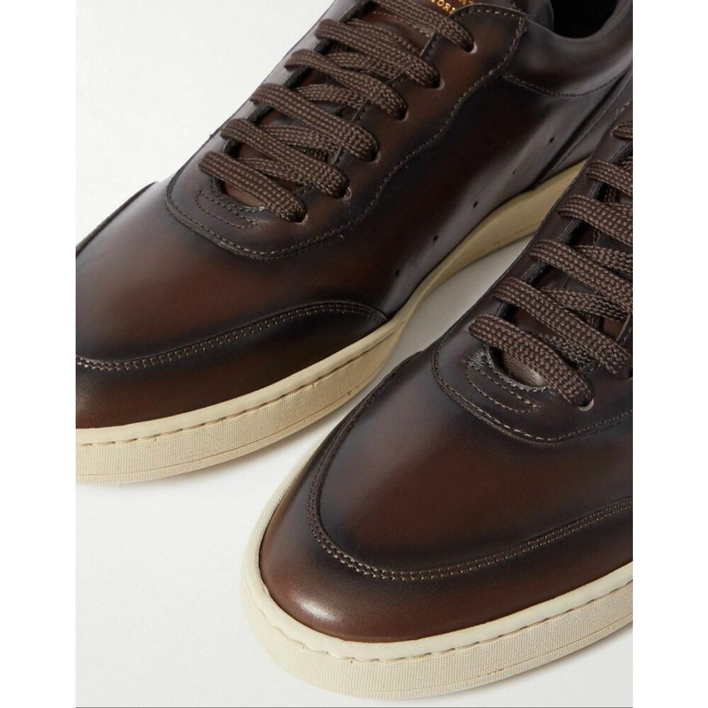 Officine Creative - Kris Lux Aero Leather Sneakers in Brown NWT Size 40/US 7